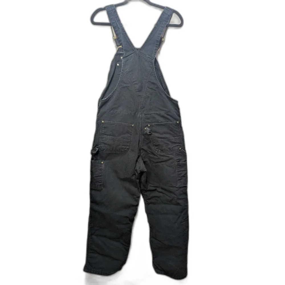 Vintage Carhartt R02 BLK 34x32 Black Insulated Double Knee Bib Overalls USA